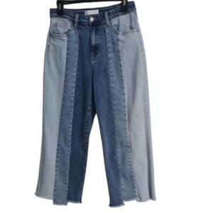 Vervet Exhilarate High-Rise Crop Wide Leg Jeans With Uneven Raw Hem Sz.28